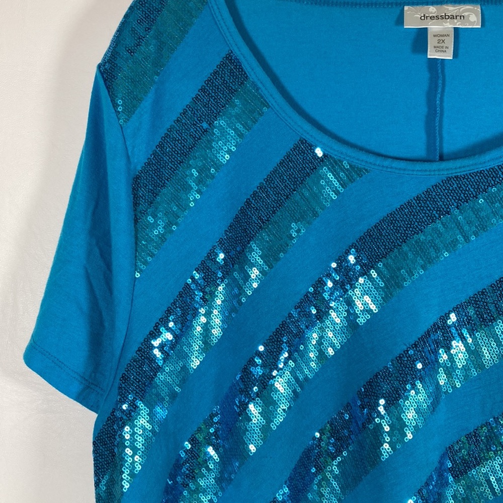 Dressbarn Short Sleeve Pullover Embellished Front Top Size 2X - Picture 4 of 10